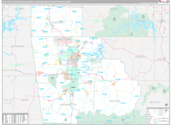 Fayetteville-Springdale-Rogers Metro Area Wall Map Premium Style 2024